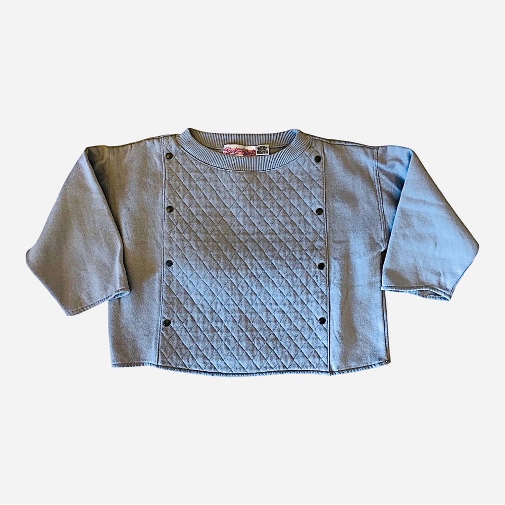 Vintage 90’s Women’s Blue Quilted Crewneck Cropped Sweatshirt by Back to Back